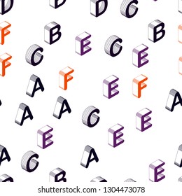 Dark Pink, Red vector seamless template with 3D isolated letters. Colorful gradient design in 3D style with signs of alphabet. Design for wallpaper, fabric makers.