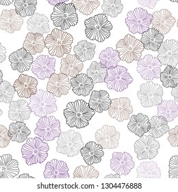 Dark Pink, Red vector seamless doodle pattern with flowers. Flowers with gradient on white background. Template for business cards, websites.