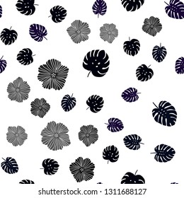 Dark Pink, Red vector seamless natural pattern with flowers, leaves. Colorful abstract illustration with leaves in doodle style. Template for business cards, websites.