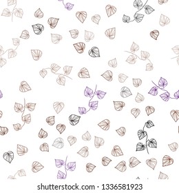 Dark Pink, Red vector seamless doodle texture with leaves. A vague abstract illustration with leaves in doodles style. Pattern for trendy fabric, wallpapers.