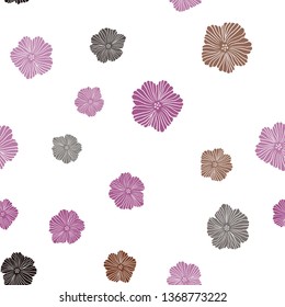 Dark Pink, Red vector seamless abstract backdrop with flowers. Abstract illustration with flowers in doodles style. Design for wallpaper, fabric makers.