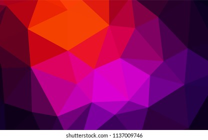 Dark Pink, Red vector shining triangular cover. Shining polygonal illustration, which consist of triangles. Textured pattern for your backgrounds.