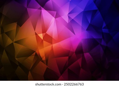 Dark Pink, Red vector shining triangular backdrop. Geometric illustration in Origami style with gradient.  Best triangular design for your business.