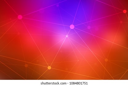 Dark Pink, Red vector template with circles, triangles. Design with connection of dots and lines on colorful background. Completely new template for your brand book.