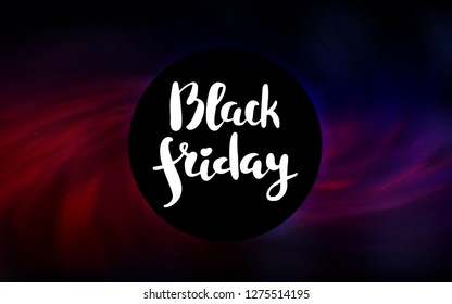 Dark Pink, Red vector template with a black hole, space. Gradient colorful illustration with a black hole, stars. Backdrop for Black Friday promotions.