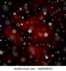 Dark Pink, Red vector template with circles, stars. Abstract illustration with colorful spots, stars. Design for wallpaper, fabric makers.