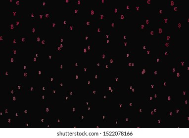 Dark Pink, Red vector template with currency. Shining illustration with signs of currency on abstract template. Pattern for financial, investment websites.