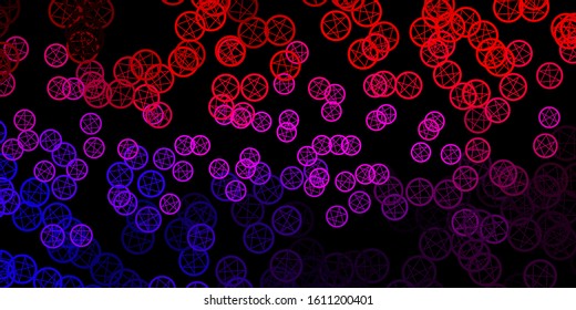 Dark Pink, Red vector template with esoteric signs. Colorful mystic symbols with a gradient in ancient style. Design for magic, spiritual events.