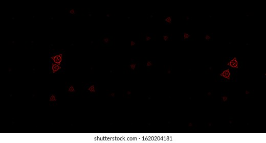 Dark Pink, Red vector template with esoteric signs. Illustration with magical signs of spiritual power. Best design halloween events.