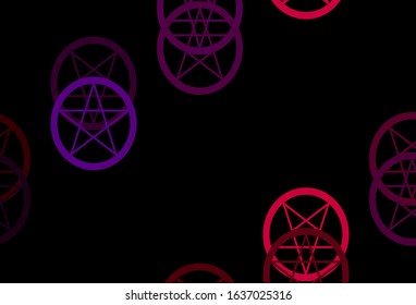 Dark Pink, Red vector template with esoteric signs. Retro design in abstract style with witchcraft forms. Background for esoteric, mystic designs.