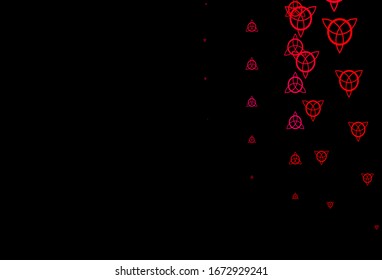 Dark Pink, Red vector template with esoteric signs. Retro design in abstract style with witchcraft forms. Best design halloween events.