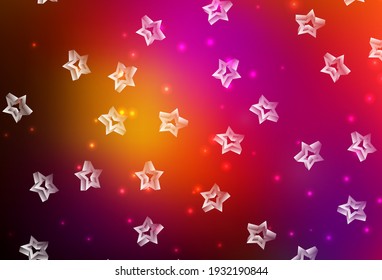 Dark Pink, Red vector template with sky stars. Stars on blurred abstract background with gradient. Smart design for your business advert.
