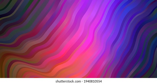 Dark Pink, Red vector template with lines. Abstract illustration with gradient bows. Pattern for booklets, leaflets.