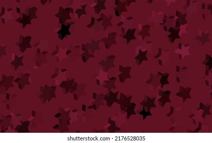 Dark Pink, Red vector template with sky stars. Shining colored illustration with stars. Pattern for astrology websites.