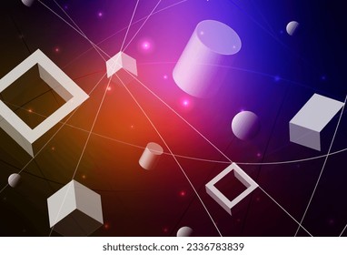 Dark Pink, Red vector template with crystals, circles, squares. Illustration with set of colorful circles, triangles, squares. Elegant design for wallpapers.