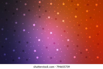 Dark Pink, Red vector template with sky stars. Shining colored illustration with stars. The pattern can be used for wrapping gifts.