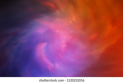 Dark Pink, Red vector texture with milky way stars. Space stars on blurred abstract background with gradient. Best design for your ad, poster, banner.