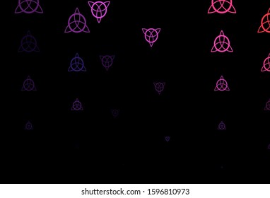 Dark Pink, Red vector texture with religion symbols. Retro design in abstract style with witchcraft forms. Background for esoteric, mystic designs.