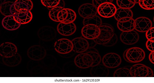 Dark Pink, Red vector texture with religion symbols. Abstract illustration with gothic gradient shapes. Background for esoteric, mystic designs.