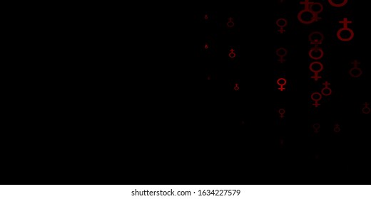 Dark Pink, Red vector texture with women's rights symbols. Colorful illustration with gradient feminism shapes. Background for International Women’s Day.