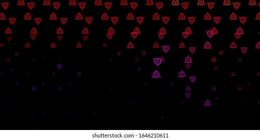 Dark Pink, Red vector texture with religion symbols. Illustration with magical signs of spiritual power. Background for esoteric, mystic designs.