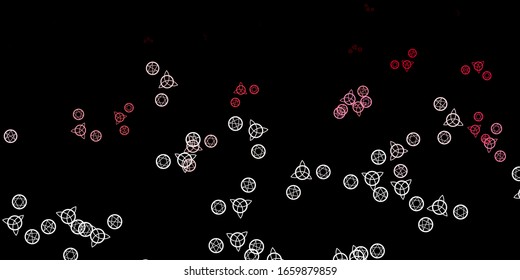 Dark Pink, Red vector texture with religion symbols. Colorful mystic symbols with a gradient in ancient style. Simple base for your occult design.