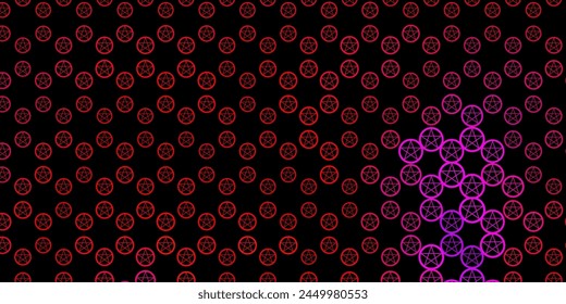 Dark Pink, Red vector texture with religion symbols. Illustration with magical signs of spiritual power. Background for esoteric, mystic designs.