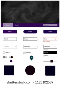 Dark Pink, Red vector ui ux kit with space stars. Web ui kit with abstract gradient clouds in its header. This sample is for your landing page.