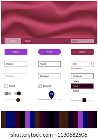 Dark Pink, Red vector ui ux kit with lines, ovals. Elegant bright illustration with gradient  in memphis style. This sample is for your landing page.