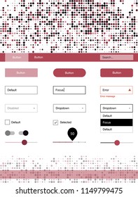 Dark Pink, Red vector ui kit with dots. Simple Material Design Kit with colorful dots in header. This sample is for your landing page.