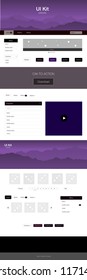 Dark Pink, Red vector ui kit with landscape. Colorful ui/ux kit with header consisted of hills & rocks. Template for landing pages of leisure.