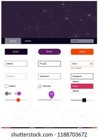 Dark Pink, Red vector ui ux kit in triangular style with circles. Simple Material Design Kit with colorful triangles, circles. This sample is for your website.