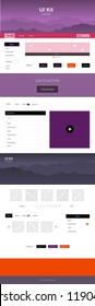 Dark Pink, Red vector ui ux kit with hills and rocks. Simple Material Design Kit with colorful mountains in header. Template for landing pages of leisure.
