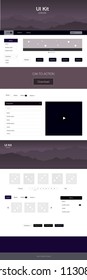 Dark Pink, Red vector wireframe kit with nature. Web ui kit with abstract gradient hills in its header. Sample for your landing page of tourism.