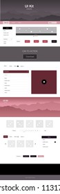 Dark Pink, Red vector wireframe kit with nature. Colorful Style guide with mountains on abstract background. Beautiful layout for websites, landing pages.