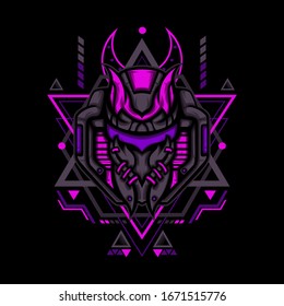 Dark Pink SCI-FI King Cobra With Geometry Ornament for apparel, merchandise or other