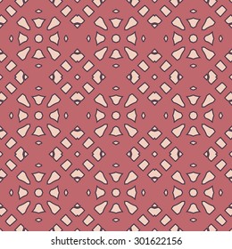 Dark pink seamless pattern with black stroke on a light beige background