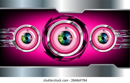 Dark pink silver color Light Abstract Technology background for computer graphic website internet and business. circuit. vector illustration. info graphics. eye eyeball.