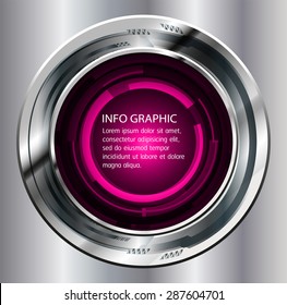 Dark pink silver Light circle Abstract Technology background for computer graphic website internet. text box.Brochure.card.banner. label. infographics.Metals, alloys, steel, aluminum.button