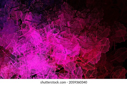 Dark Pink vector abstract background with leaves. Colorful illustration in doodle style with leaves, flowers. Template for backgrounds of cell phones.