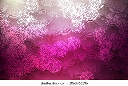 Dark Pink vector abstract doodle background. Glitter abstract illustration with doodles and flowers. Brand-new design for your business.
