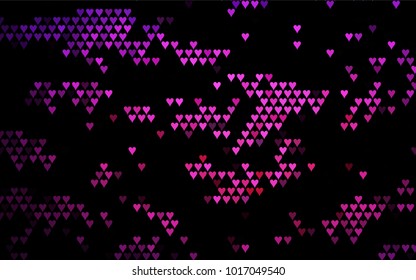 Dark Pink vector abstract lovely pattern with Hearts on white background. Happy Valentine's Day Greeting Card with small hearts. Stock template for your romantic ad, leaflet, banner.