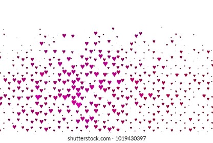 Dark Pink vector abstract lovely pattern with Hearts on white background. Happy Valentine's Day Greeting Card with small hearts. Stock template for your romantic ad, leaflet, banner.