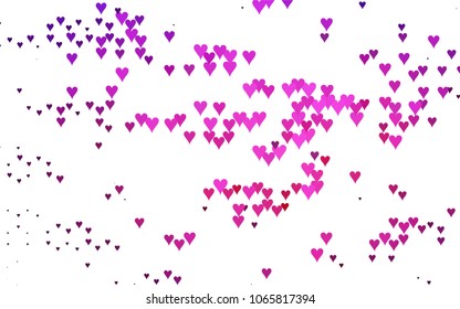 Dark Pink vector abstract lovely pattern with Hearts on white background. Happy Valentine's Day Greeting Card with small hearts. Stock template for your romantic ad, leaflet, banner.