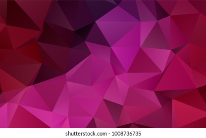 Dark Pink vector abstract mosaic background. A sample with polygonal shapes. Brand-new style for your business design.