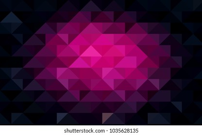 Dark Pink vector abstract mosaic background. Triangular geometric sample with gradient.  Brand-new design for your business.