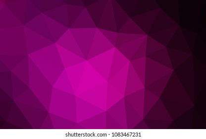 Dark Pink vector abstract mosaic backdrop. Shining polygonal illustration, which consist of triangles. Best triangular design for your business.