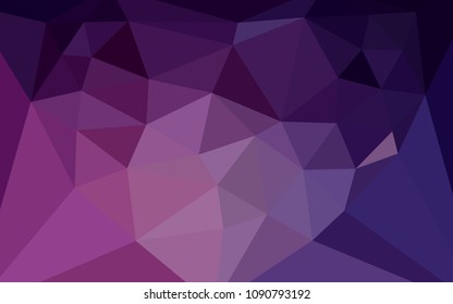 Dark Pink vector abstract mosaic background with a heart in a centre. Illustration in Origami style with gradient. Completely new template for your banner.