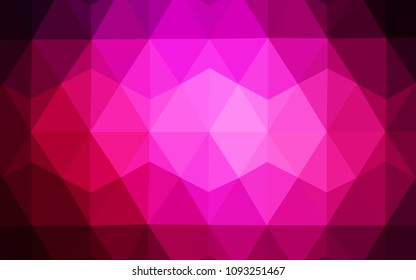 Dark Pink vector abstract mosaic background. Shining colorful illustration with triangles. Brand new design for your business.