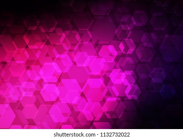 Dark Pink vector abstract mosaic template. Colorful abstract illustration with gradient. hexagonal pattern for your business design.